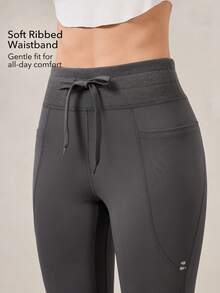 OutZeal Women Buttery Soft Tummy Control Drawstring Waist Side Pocket Outdoor Legging Hiking Camping - Dark Grey - View 4