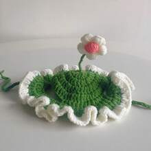 1PC Frog Knitted Pet Hat Adorable Cartoon Cat Cap For Small Dogs Cats Handmade Knit Headgear Cozy Stylish Pet Accessory Soft Warm Winter Photo Shoot Costume Party Christmas Halloween Outfit Fashion Cute Puppy Kitten Apparel Gift Idea Pet Lovers - Green flower - View 9