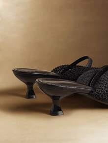 Rosivie 女士尖头时尚套脚高跟鞋，适合日常穿着 - 黑色 - 查看 11