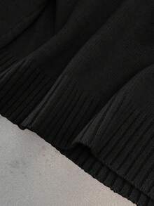 GlowEve CURVE Plus Size Casual Solid Color Long Sleeve Knit Sweater Top - Black - View 7