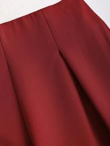 SHEIN Clasi Quần nữ màu trơn, thời trang cho mùa hè - Màu Đỏ Sâu - Xem 4