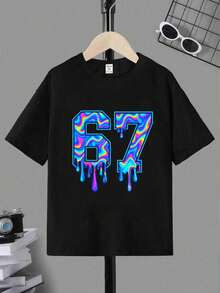 Young BoyCotton Pullover Basic Short Sleeve T-Shirt - Black - View 3