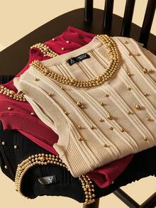 Anewsta 3 Pairs Women Elegant Sleeveless Beaded Knit Camisole Tops - Multicolor - View 1