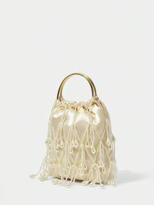 SHECARRY Stylish And Elegant Party Beaded Fringed Tote, Valentine's Day