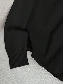 GlowEve Áo len nữ cổ bẻ cài khuy kim loại bên hông thời trang đa năng - màu đen - Xem 5