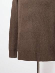 RONVEXI Jersey de cuello redondo de unicolor casual para hombre, de manga larga, para otoño/invierno, en tonos tierra