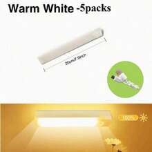 5PCS Under Cabinet Light, Wireless Motion Sensor LED Light Bar, Rechargeable Magnetic Night Light For Corridor Kitchen Cabinet Stairs Hallway Wardrobe Home Room Decor - White - View 11