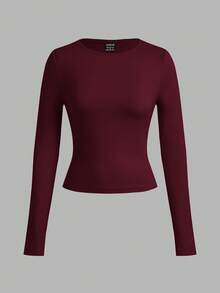 SHEIN EZwear 3件套女士休闲宽领修身长袖T恤套装，适合秋冬季穿着 - 彩色 - 查看 4