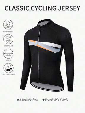 Manfinity Sport Polished قميص دراجة بأكمام راجلان ذو لون متباين وسحاب أمامي للرجال