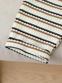 SHEIN Toddler Boys' Round Neck Long Sleeve Bear Graphic Striped Knit Casual Outfit, Spring/Autumn - Multicolor - View 6