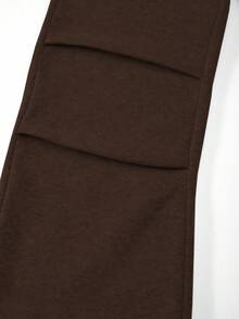 Sparklyn Tween Girls Butterfly & Number Print Casual Loose Pleated Fleece Sweatpants, Suitable For School Uniform In Autumn And Winter - Brown - View 4