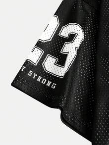 SHEIN Girlism Teen Girls Casual Minimalist Letter & Number Graphic T-Shirt, Suitable For Summer, Sports Games - Black - View 7