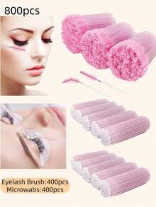 100/200/400/600/800/1000PCS Pink Disposable Micro Applicator Brush Swabs Eyelash Extension Mascara Wands For Professional Salon Makeup Artist Beauty Lash Styling Tools Must Have Accessories - Pink - View 14