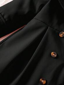 Elladie kids 女童粉色针织罗纹复合保暖连帽长袖双排扣中长款防风外套，适合秋冬季日常穿着、外出、度假和聚会。