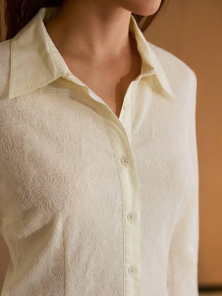 WOMEN'S KNITTED ELASTIC FITTED SHIRT WITH LONG SLEEVES