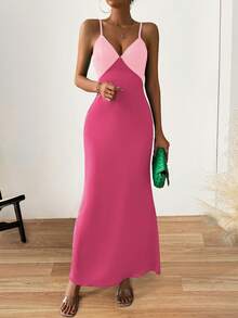 Chiquease Women's Summer Color Blocked Long Tail Spaghetti Strap Dress - Multicolor - View 1