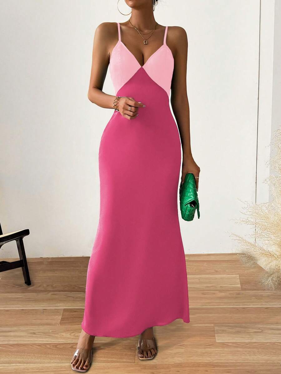 Chiquease Women's Summer Color Blocked Long Tail Spaghetti Strap Dress - Multicolor - View 1