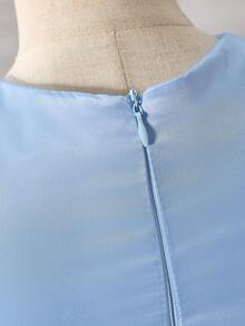 Glamorique Kids Girls Birthday Party Wedding Dress, Sapphire Blue Glitter Tulle Puff Princess Dress, Cosplay Princess Dress, Layered Dreamy Sapphire Blue Puff Sleeve - Blue - View 7