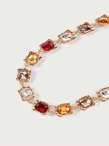 Glisma Chunky Jewelry Retro Light Luxury Rhinestone Studded Square Choker Necklace With A Sense Of Luxury, Court Style Elegant, Niche And Exaggerated Collarbone Necklace For Women - Gold - View 5