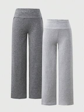 Sparklyn 2pcs/Set Teen GirlCasual All-Match Versatile Daily Wear & School Loose Waist Straight Leg Sweatpants, Autumn/Winter