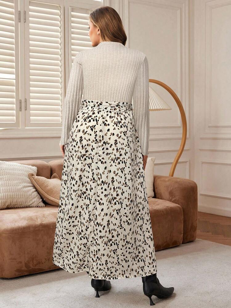 Plus Size Women's Casual Vacation Style Polka Dot Print Drawstring Waist Dress, Spring/Autumn Winter Clothes For Women Winter Dress  Casual Dress For Women  Floral Dress  New Year Dress Women's New Year's Eve Dresses Christmas Party Dress Turtle Neck Dress Elegant Dresses For Women Elegant Dresses Elegant Dress For Women Elegant Dress For Women Birthday Dress New Year Dress