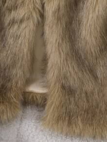 Sparklyn Teen Girl V-Neck Sleeveless Fuzzy Cardigan, Autumn - Brown - View 4