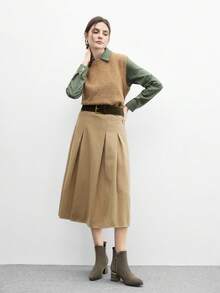 CUCCOO BIZCHIC 休闲通勤简约纯色粗跟女式踝靴 - 橄欖綠 - 查看 6