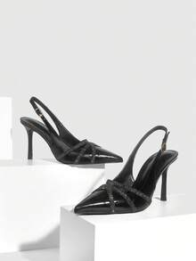 CUCCOO SZL Bombas Femininas de Bico Fino Minimalistas para Uso Casual e Deslocamento - Preto - Visão 2