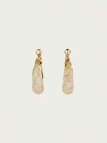 Glisma Luxurious Mesh Crystal Hoop Earrings For Women, Fashionable Ear Clip Circle Shaped Earrings With Design Sense - Gold - View 2