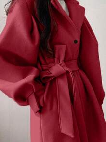 INAWLY 新款优雅时尚系带长袖女式夹克 - 紅木色 - 查看 5