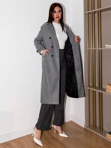 Bris Aura Ladies Lapel Double Breasted Woolen Coat  Fall Winter Cloth For Women