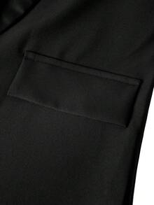 Ellevyn 女士纯色披肩领梭织西装外套，适合通勤和日常穿着 - 黑色 - 查看 5