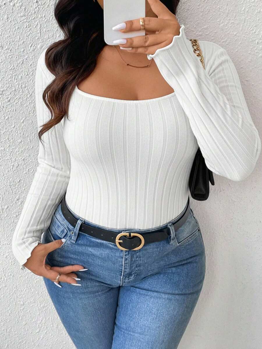 SHEIN Frenchy Áo thun cổ tròn ôm sát, dáng rộng, thường ngày - trắng - Xem 1