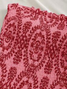 Elamini Vestido corto de línea A versátil de estilo bohemio con hombros descubiertos y fríos, cintura fruncida, bordado hueco, volante en el bajo, color azul marino - Multicolor - Ver 4