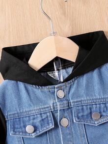SHEIN Bộ 2 món/Bộ áo trùm đầu màu khối cho bé trai và quần màu trơn - màu đen - Xem 5