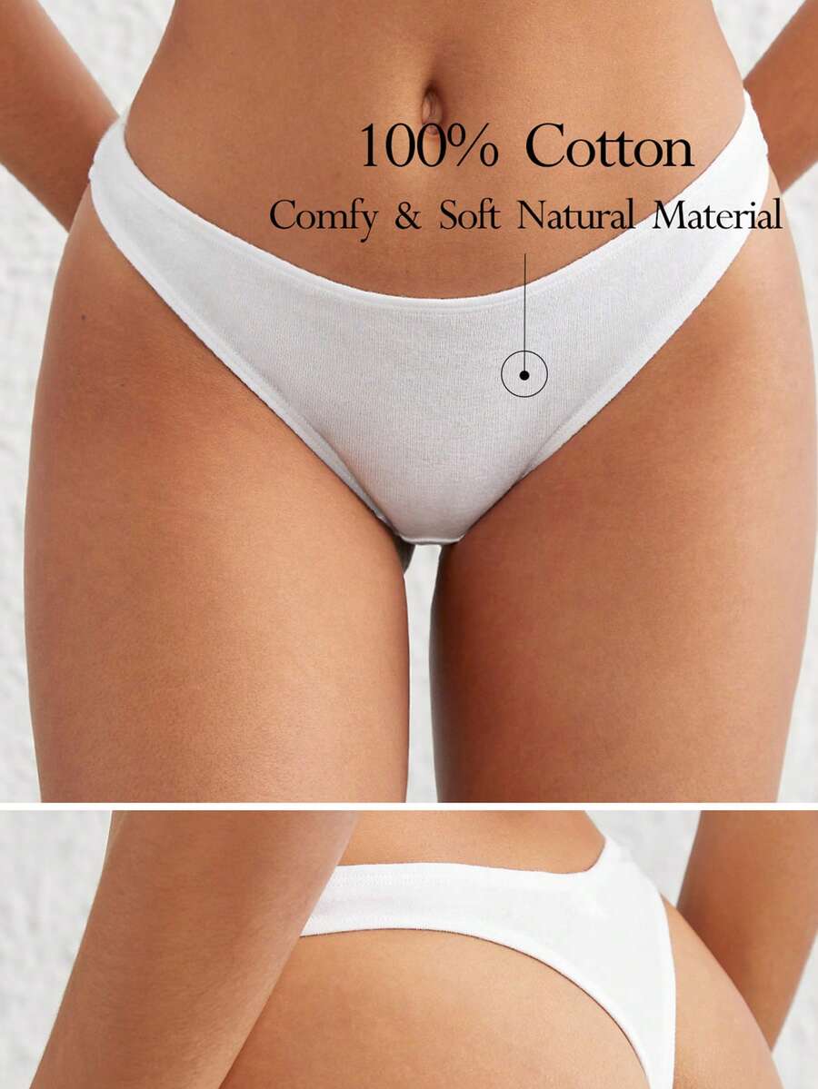 Ocili 自然舒适透气低腰简约性感丁字裤 - 白色 - 白色 - 查看 1