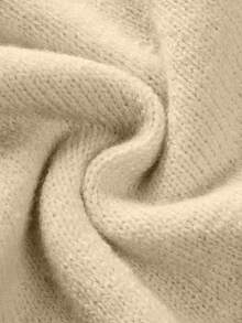 SHEIN Franclia New Autumn V-Neck Waist Cinched Knitted A-Line Dress, Elegant And Intellectual - Apricot - View 8