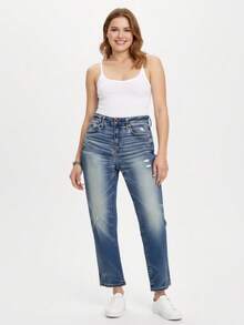 Slim Straight Skinny Jeans dama plus size Corte Ceñido Denim Elástico - Classic denim - Ver 1