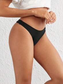 Ocili 天然舒适透气低腰简约性感丁字裤 - 黑色