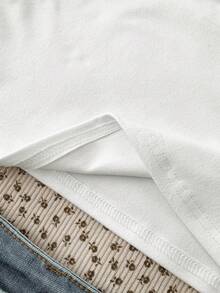 Teen Girl Spring/Summer New Y2K Fashion Pure White Ruffled Lace Strap Tight Knit Camisole, Basic Crop Top - White - View 5