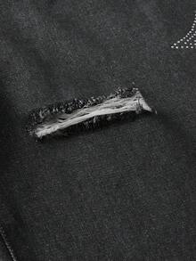 AXEPEAK 男士水洗宽松休闲水钻装饰裤 - 灰色 - 查看 4