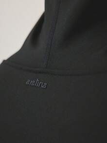 Aralina 女士纯色修身连帽拉链长袖运动夹克 - 黑色 - 查看 7