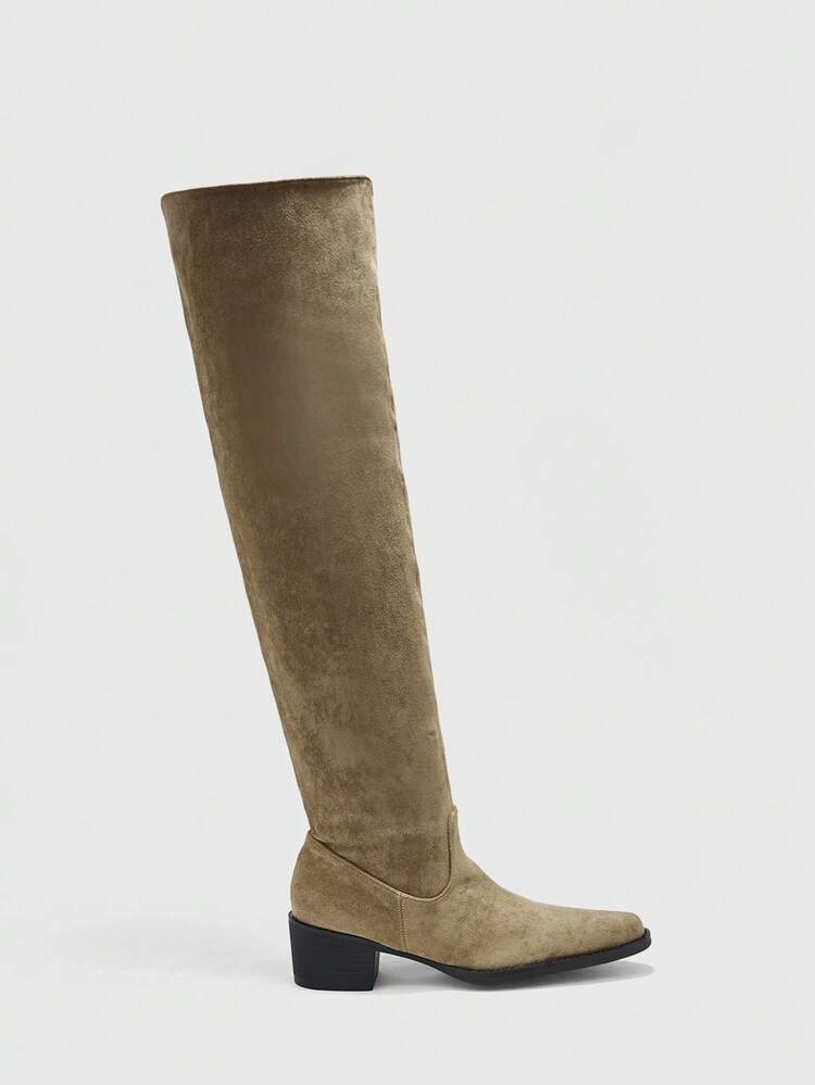 CUCCOO BIZCHIC Women's Fashion Versatile Commuter Chunky Heel Over-The-Knee Boots For Christmas