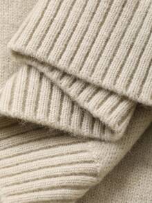 DAZY Set casual da donna composto da cardigan con chiusura lampo e spalle scoperte in colore unito e pantaloni a gamba ampia in maglia, adatto per l'autunno/inverno - Albicocca - Visualizzare 9