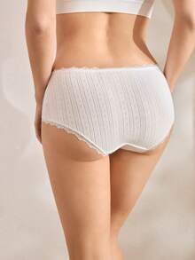 Ocili Women's Contrast Lace Bow Decor Briefs - White - View 3