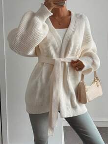 DAZY Women's Elegant Bow-Tie Knitted Cardigan Sweater, Suitable For Autumn, Winter, Christmas, New Year - White - View 5