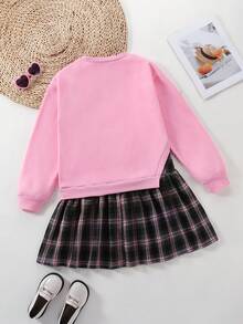 Emery Rose Kids Emery Rose Kids 少女撞色长袖休闲连衣裙，可作校服或卫衣裙，适合秋冬季穿着 - 淺粉色 - 查看 3