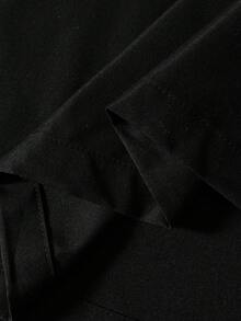 TOKVUE Manfinity Streetrush 男式宽松实用口袋设计休闲衬衫、蓝色纽扣式短袖衬衫、多口袋休闲衬衫、Graphic Los Angeles Reviewer 机械师衬衫 - 黑色 - 查看 9