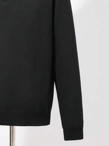 RONVEXI Men's Shirt Collar Patchwork Sweater, Autumn/Winter - Black - View 3