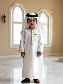 Young Boy's Long Sleeve Robe Shirt,Soft Comfortable Fabric Festival Daily Wear - White - View 1